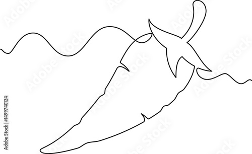 one line art Chili Papper vector illustration. line art, one continuous line, simple, hand drawn and sketch style. for icons, symbols, signs or logos. PNG
