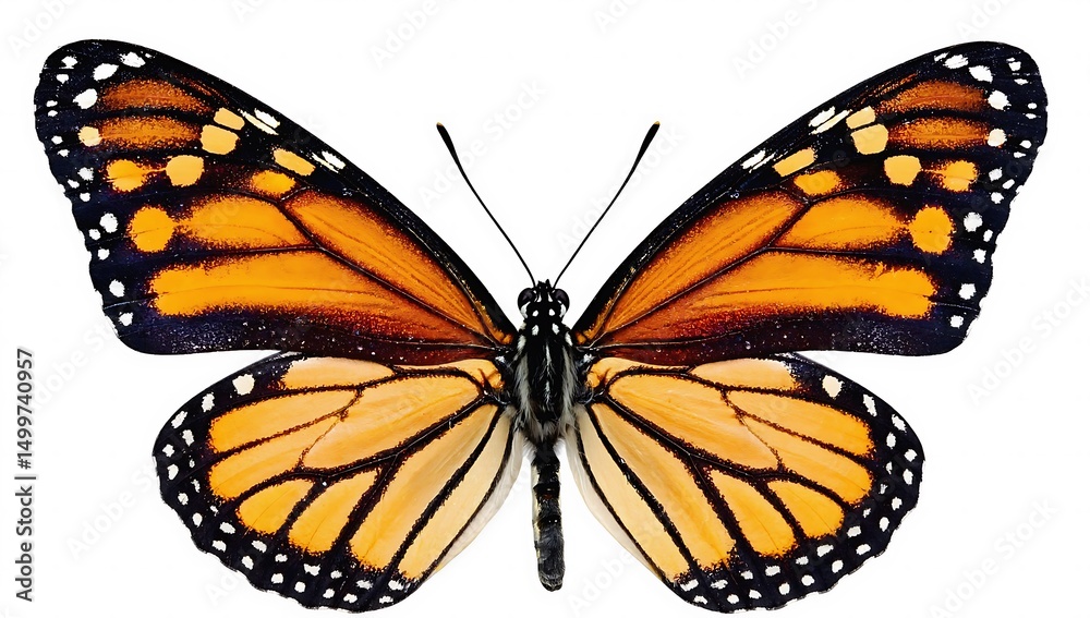 Fototapeta premium Monarch Butterfly on White Background