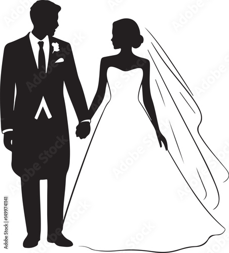 Just Married Couple Silhouette

Bride & Groom Walking Hand in Hand

Wedding Day Kiss Vector Design

Elegant Wedding Couple Under Arch

Silhouette of Romantic Wedding Moment