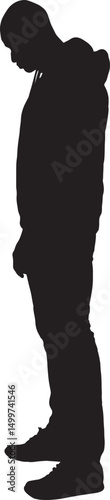 vector silhouette of a side view of a african man standing and looking down