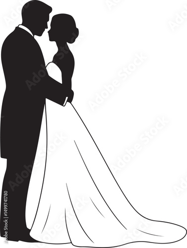 Just Married Couple Silhouette

Bride & Groom Walking Hand in Hand

Wedding Day Kiss Vector Design

Elegant Wedding Couple Under Arch

Silhouette of Romantic Wedding Moment