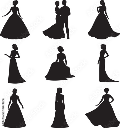 Just Married Couple Silhouette

Bride & Groom Walking Hand in Hand

Wedding Day Kiss Vector Design

Elegant Wedding Couple Under Arch

Silhouette of Romantic Wedding Moment
