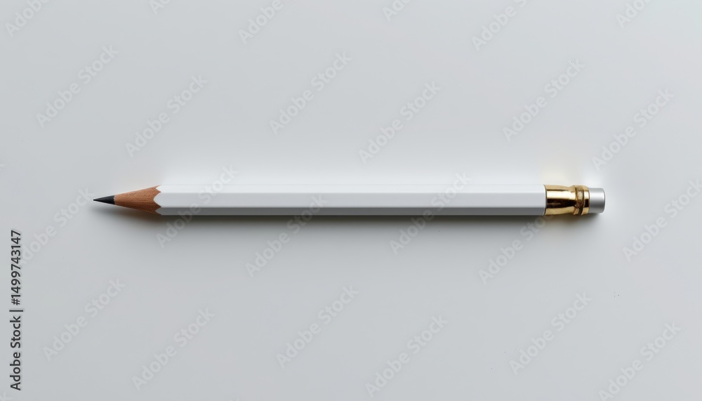 Obraz premium A pencil with a gold tip sits on a white background