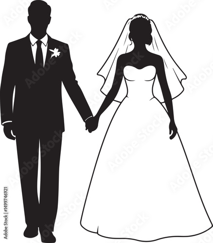 Just Married Couple Silhouette

Bride & Groom Walking Hand in Hand

Wedding Day Kiss Vector Design

Elegant Wedding Couple Under Arch

Silhouette of Romantic Wedding Moment