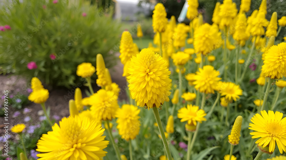 Fototapeta premium Nature's Yellow Beauty: Stunning Ferula Flower Field in Summer Garden