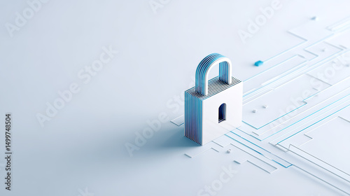 Digital security lock technology illustration on white background