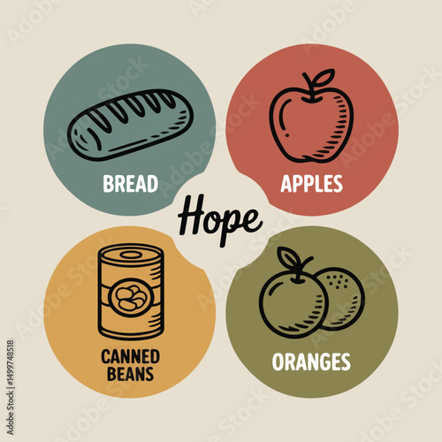 Vector design for National Food Bank Day featuring food package donations, hunger relief infographic, helping hands, and community support through food bank initiatives.
