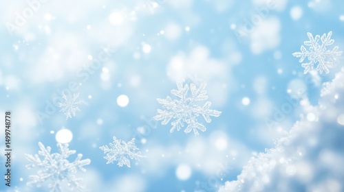 Gentle Snowflakes Falling from the Sky in a Winter Wonderland