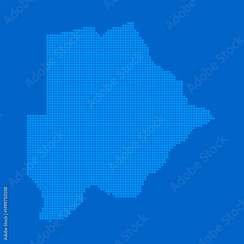 Blue halftone dot outline map background of Botswana