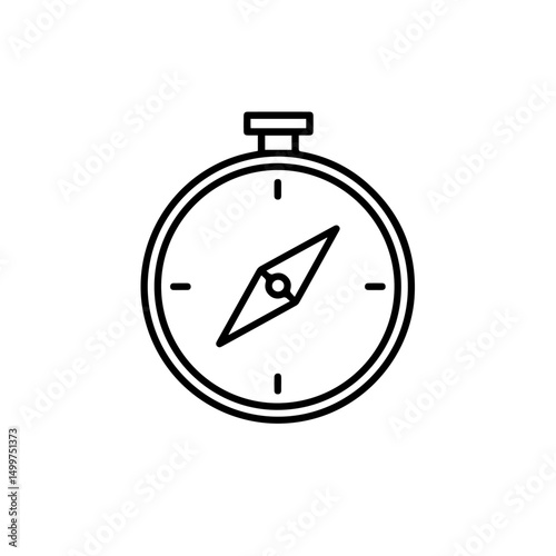 Simple compass icon navigation guide. Classic compass illustration showing direction.  Guidance concept for school educational materials and school project.  This simple compass illustration is perfec