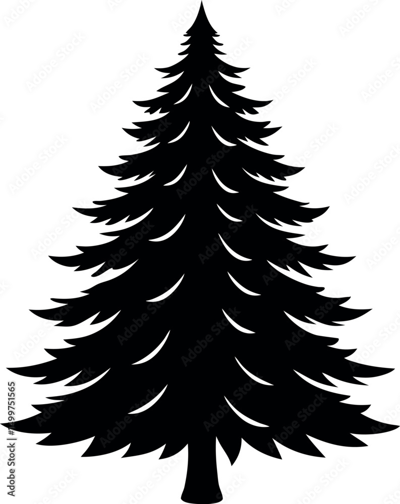 Obraz premium christmas tree silhouette. Pine tree silhouette collection on white background. 