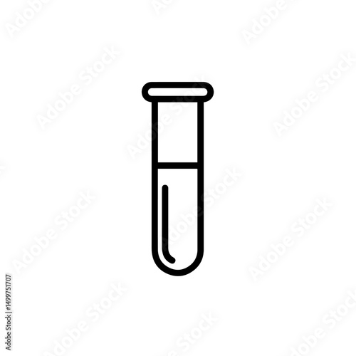 Simple test tube icon with liquid inside.  Clear test tube illustration perfect for science projects. This simple graphic is ideal for educational materials and school presentations.