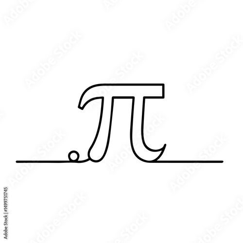 Pi symbol continuous line drawing. Simple pi symbol illustration. Minimalist pi design for school projects.  This continuous line pi illustration is perfect for school posters and educational material