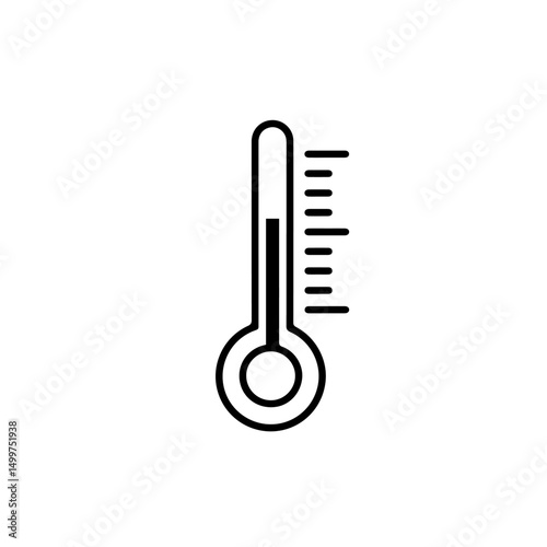 Simple thermometer icon. Clear temperature gauge illustration shows scale and mercury level. This graphic is perfect for school health posters and educational materials.