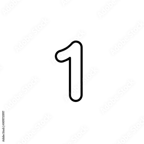 Playful number one design.  Rounded digit one graphic. Simple number one perfect for school projects.  Childlike number one ideal for educational materials and school supplies. This cute number one is