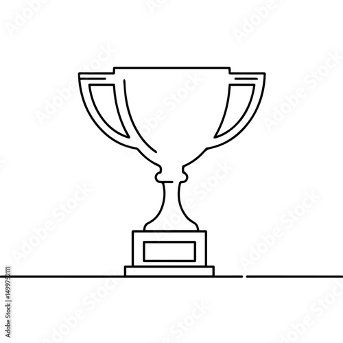 Simple trophy cup line art. Award cup illustration with empty plate for engraving.  Perfect trophy image for school award ceremony announcement or school newsletter.