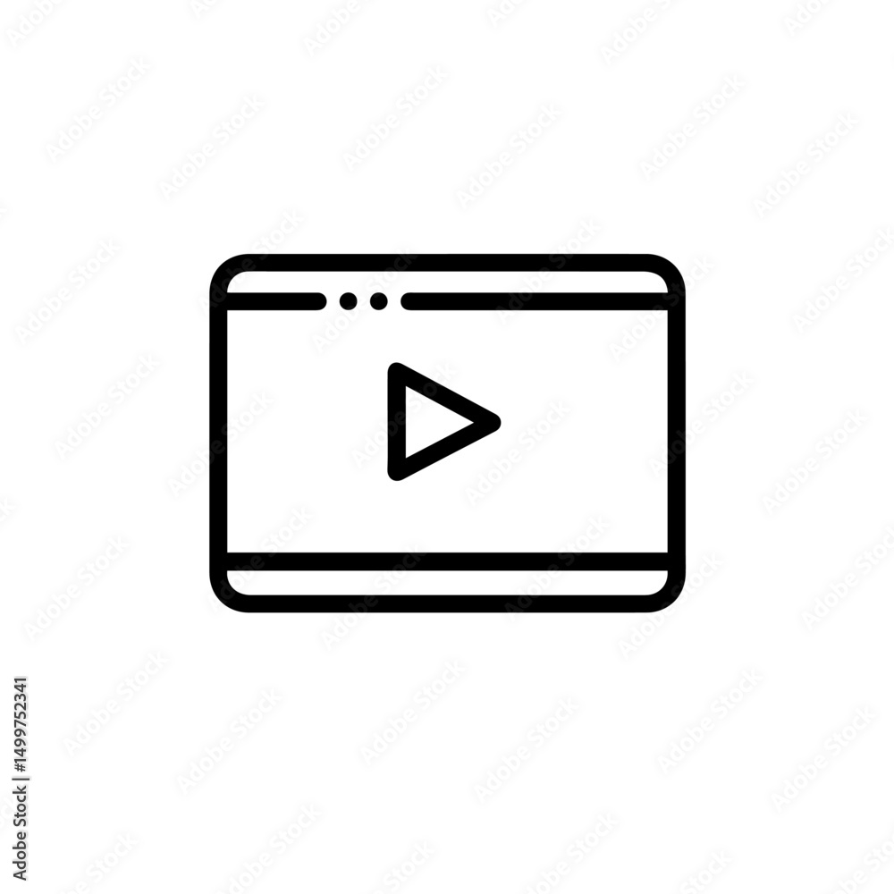 Online school video lesson with play button icon. Simple online class video tutorial for distance learning. Educational video player interface for online courses. This design is perfect for school w Online school video lesson with play button icon. Simple online class video tutorial for distance learning. Educational video player interface for online courses. This design is perfect for school w