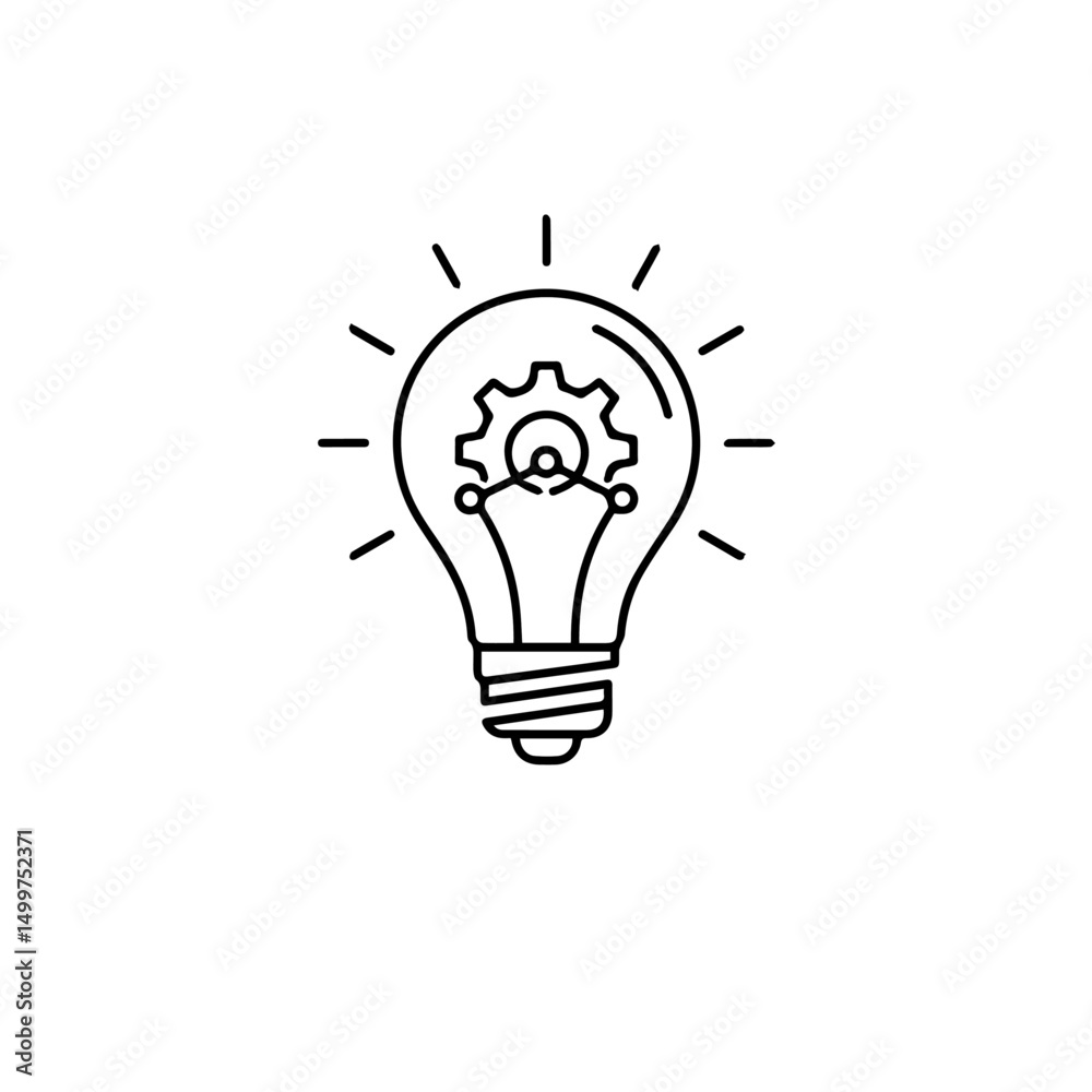 Lightbulb with gear inside symbolizing innovation and creativity. Bright idea concept for progress and development. Perfect symbol for school projects or educational materials. This creative lightbu Lightbulb with gear inside symbolizing innovation and creativity. Bright idea concept for progress and development. Perfect symbol for school projects or educational materials. This creative lightbu