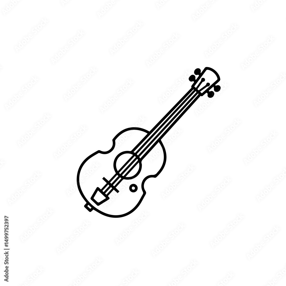 Obraz premium Simple ukulele line art illustration. Ukulele strings and body are clearly depicted. This simple ukulele drawing is perfect for music school brochures and websites.