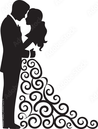Just Married Couple Silhouette

Bride & Groom Walking Hand in Hand

Wedding Day Kiss Vector Design

Elegant Wedding Couple Under Arch

Silhouette of Romantic Wedding Moment