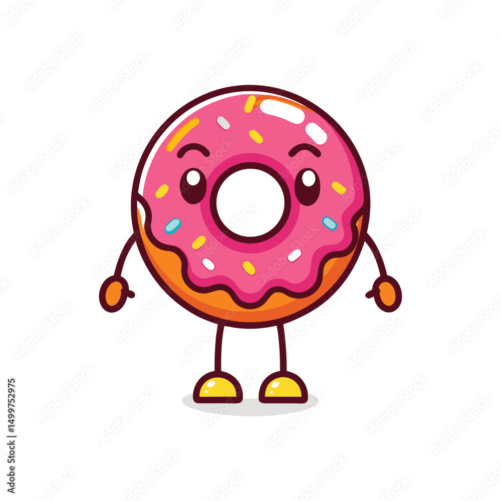 Fototapeta premium Flat and Minimal donut logo vector illustration isolated on white background