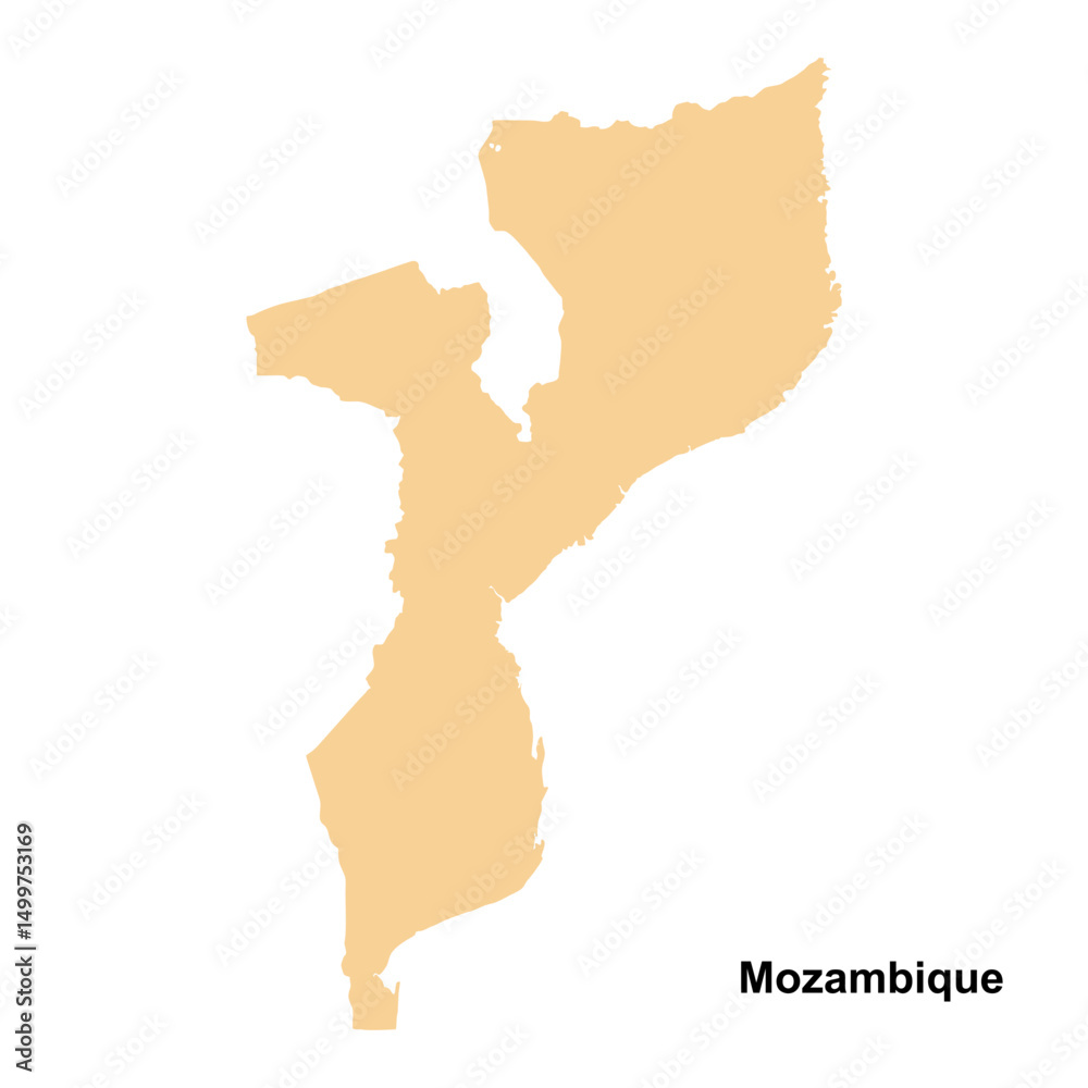 Fototapeta premium Mozambique country map vector isolated on transparent background
