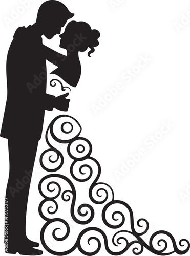 Just Married Couple Silhouette

Bride & Groom Walking Hand in Hand

Wedding Day Kiss Vector Design

Elegant Wedding Couple Under Arch

Silhouette of Romantic Wedding Moment
