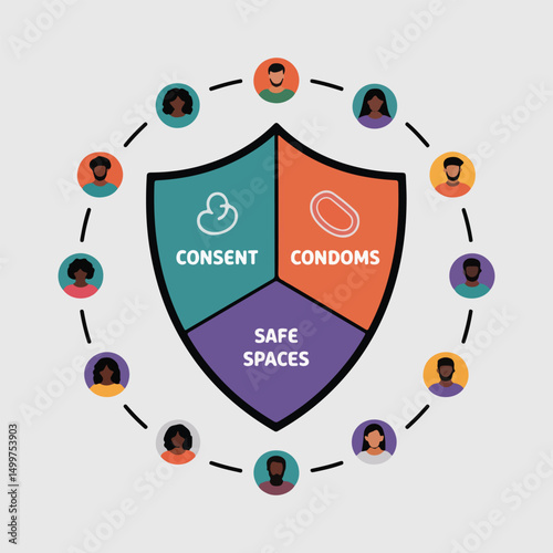 World Sexual Health Day Illustration Pack – Flat Vector Designs on Safe Sex, Health Education, Contraceptives, Respect, and Inclusivity Using Solid Colors