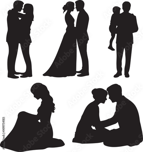 Just Married Couple Silhouette

Bride & Groom Walking Hand in Hand

Wedding Day Kiss Vector Design

Elegant Wedding Couple Under Arch

Silhouette of Romantic Wedding Moment