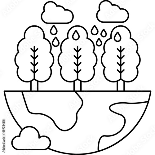 Rainforest Climate Rain Tree Icon