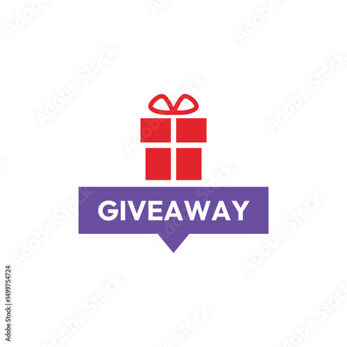 Giveaway Label Icon Flat Color Design Illustration.