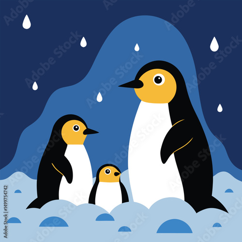  penguins on the ice vector art