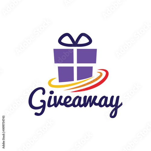 Giveaway Label Icon Flat Color Design Illustration.