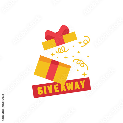 Giveaway Label Icon Flat Color Design Illustration.