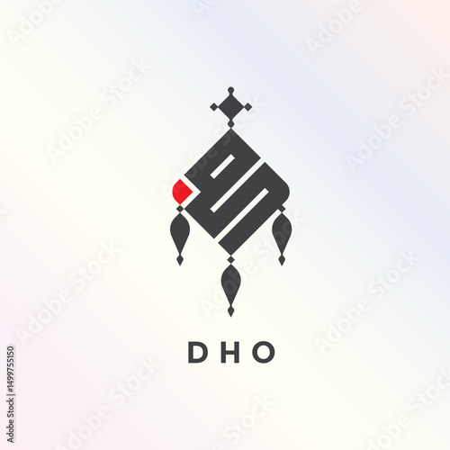 DHO Kufi Calligraphy Logo logo design vector illustration