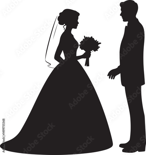 Just Married Couple Silhouette

Bride & Groom Walking Hand in Hand

Wedding Day Kiss Vector Design

Elegant Wedding Couple Under Arch

Silhouette of Romantic Wedding Moment
