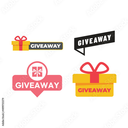 Giveaway Label Icon Flat Color Design Illustration.