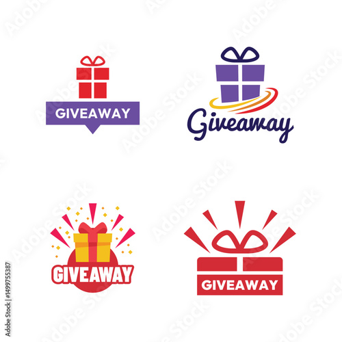 Giveaway Label Icon Flat Color Design Illustration.
