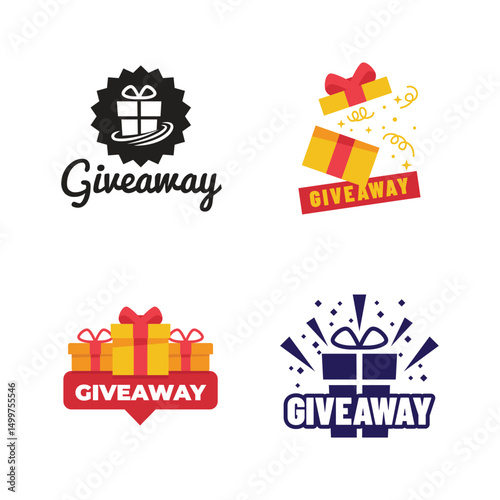 Giveaway Label Icon Flat Color Design Illustration.