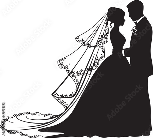 Just Married Couple Silhouette

Bride & Groom Walking Hand in Hand

Wedding Day Kiss Vector Design

Elegant Wedding Couple Under Arch

Silhouette of Romantic Wedding Moment
