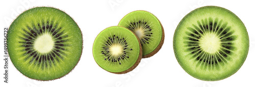 Wallpaper Mural Sliced Kiwi Fruit Display with Fresh Green Color and Textured Flesh on Transparent Background Torontodigital.ca