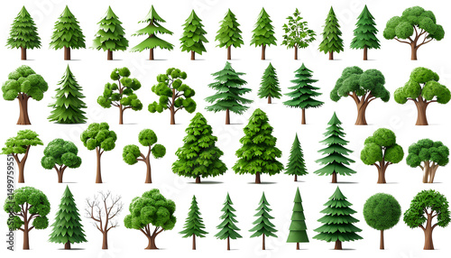 Vibrant Tree Silhouette Collection - Animation-Ready PNG Assets