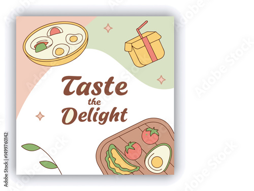 Fast food restaurant business marketing social media post or banner template design with abstract geometric background, logo and icon. Promotion flyer or web poster for pizza and vegetable burger.