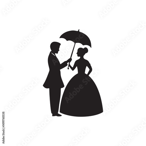silhouette of bride and groom