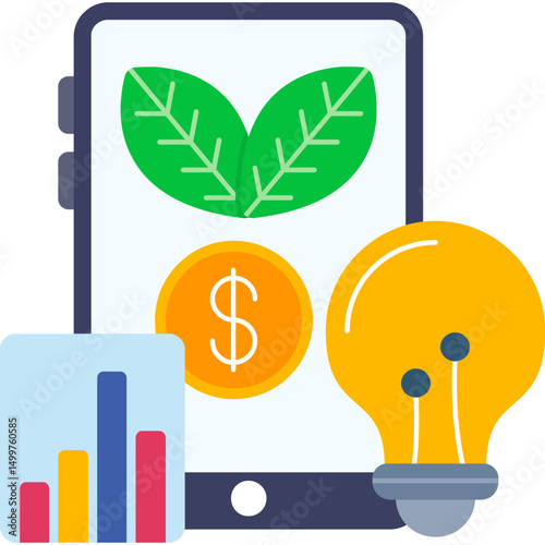 Eco Investment and Mobile Sustainability Icon