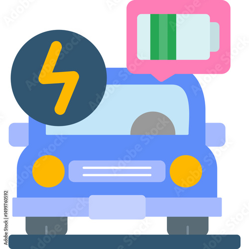Electric Vehicle and Charging Battery Icon
