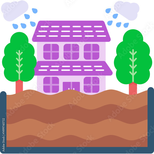 Flooded House Climate Disaster Icon