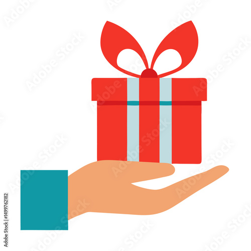 Hand Holding Gift Box Icon – Simple Vector Illustration

