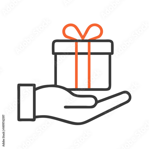 Hand Presenting Gift Box – Flat Vector Illustration

