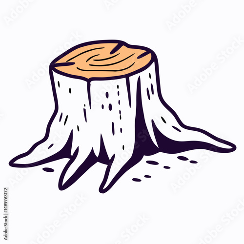 Cartoon Tree Stump Illustration, Nature Clipart